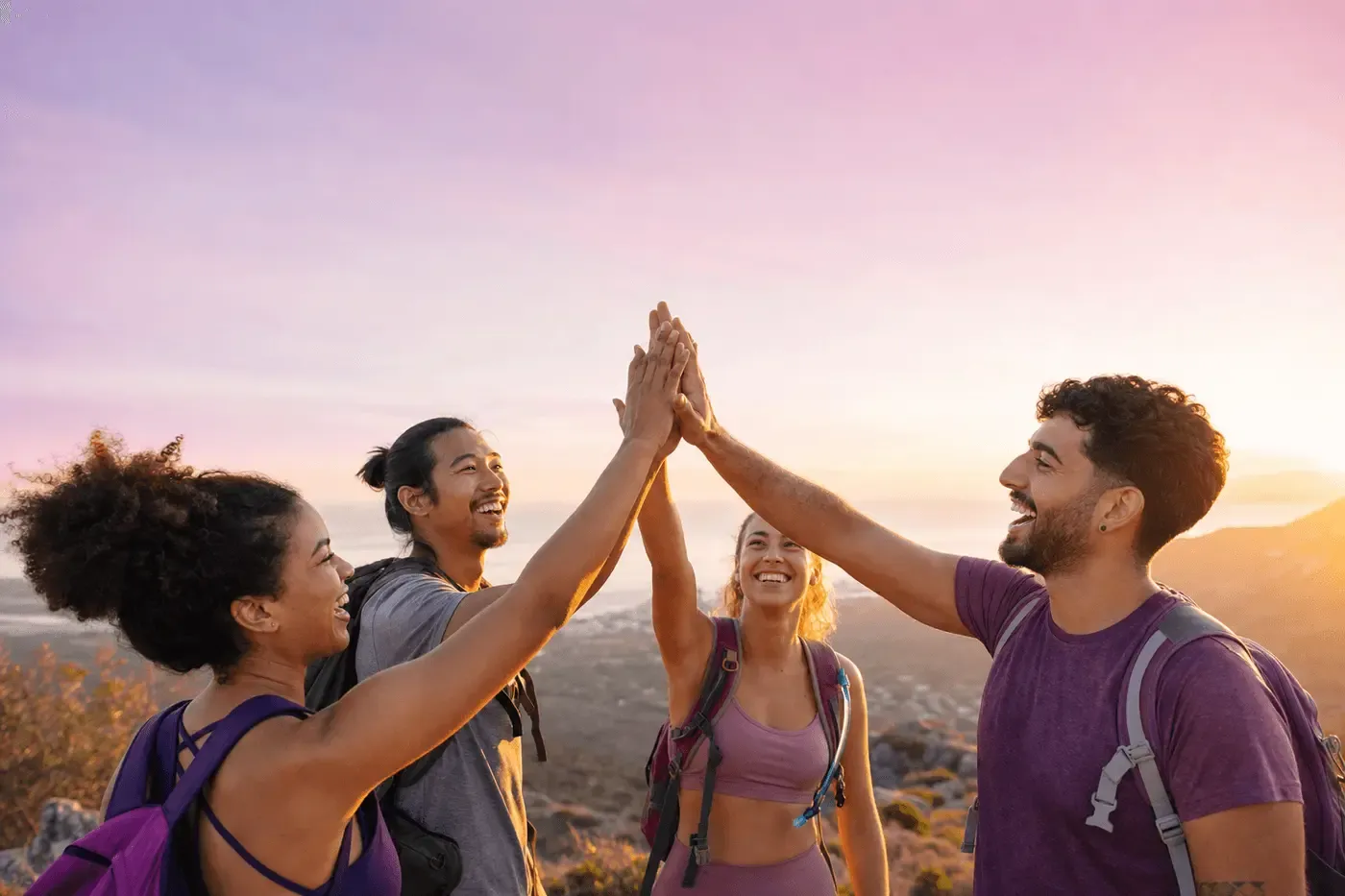 Friends meeting up to do a challenge together